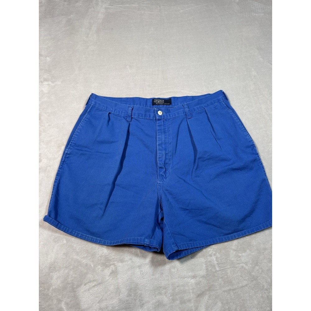 Vintage Polo Ralph Lauren Shorts Size 36 Blue Pleaded Talon Zipper RARE